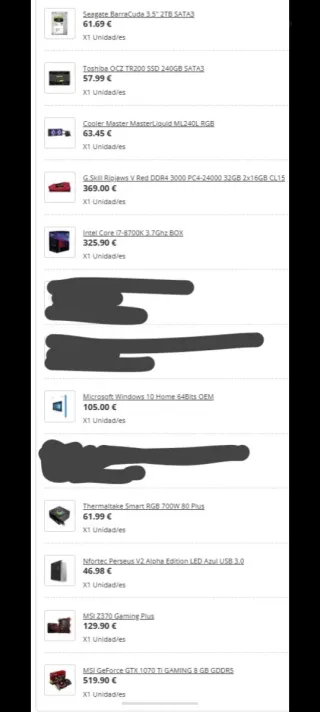 PC Gaming i7 8700k 1070ti 32GB RAM