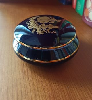 Cajita Limoges azul y dorada