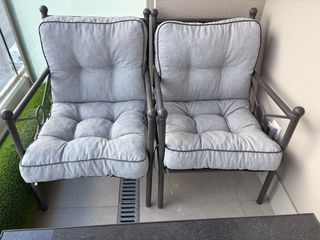 Sofá y sillones de Terraza Forja Gris con Cojines
