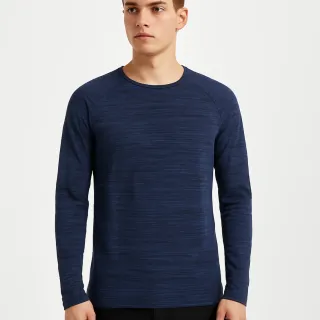 Camiseta Bershka M Azul Jaspeado Manga Larga