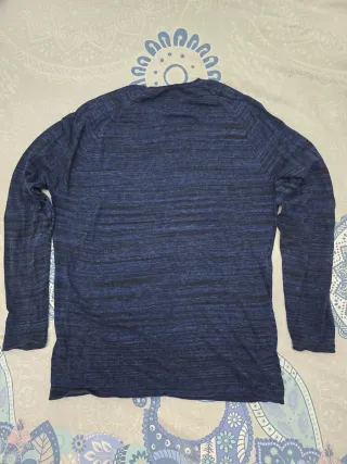 Camiseta Bershka M Azul Jaspeado Manga Larga