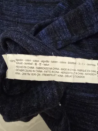Camiseta Bershka M Azul Jaspeado Manga Larga