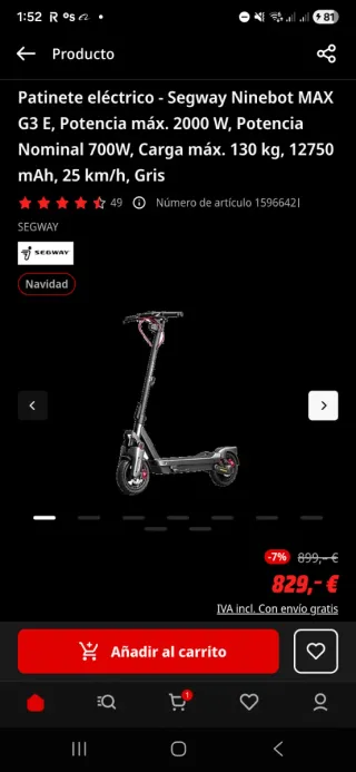Patinete Segway Ninebot Max G3