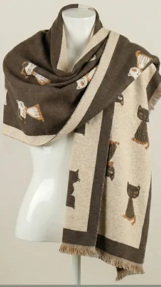 Sciarpa donna con stampa di gatti vari
