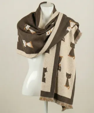 Sciarpa donna con stampa di gatti vari