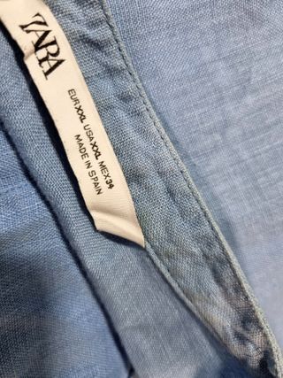 Camisa Lino Zara Azul Talla XXL
