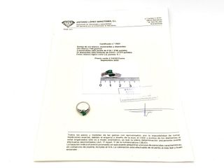anillo oro 18k con piedra con diamante,esmeralda