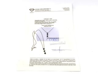 cadena oro 18k con piedra con diamante 22cm