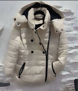 Chaqueta acolchada gasa/plumón beige