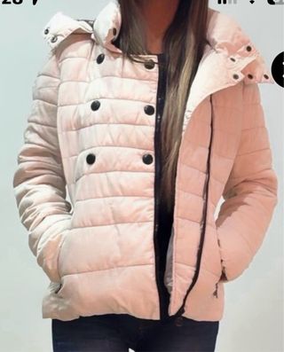 Chaqueta acolchada gasa/plumón beige