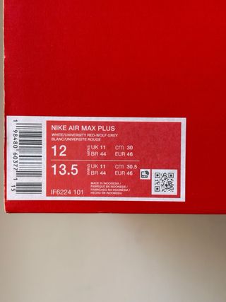 Nike Air Max Plus TN White University Red [46]
