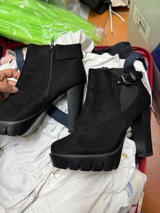 Botines tacón plataforma negros talla 37