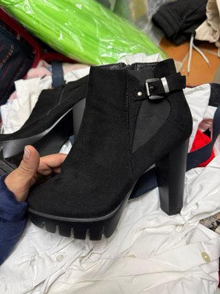 Botines tacón plataforma negros talla 37