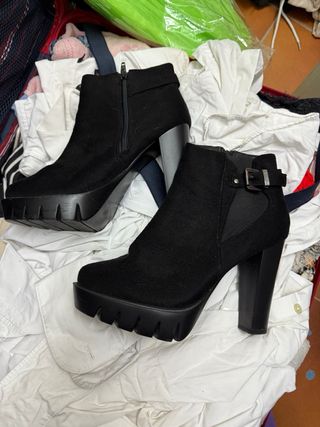 Botines tacón plataforma negros talla 37