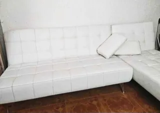 Sofá Chaise Longue Blanco Piel Sintética Nuevo