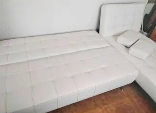 Sofá Chaise Longue Blanco Piel Sintética Nuevo