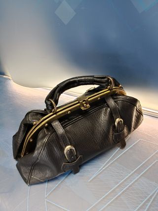 fantástico maletín, bolso, medico, de piel, color negro, vintage