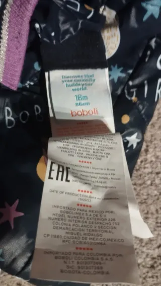 Chaqueta Boboli niña T.18 meses