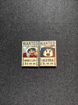 Carteles Wanted Lego One Piece Luffy y Alvida