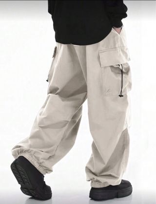 Pantalones Cargo Paracaídas crema Anchos Oversize