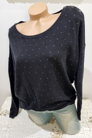 Jersey Promod Negro con Lunares Dorados