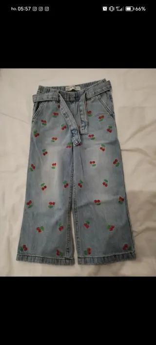 Pantaloni jeans bambina con ciliegie