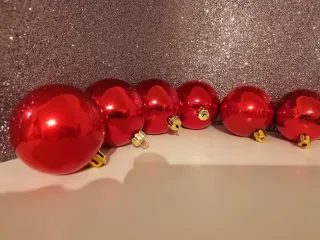 Set 6 Sfere Natalizie Rosse Brillanti