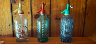 3 Sifones antiguos de vidrio