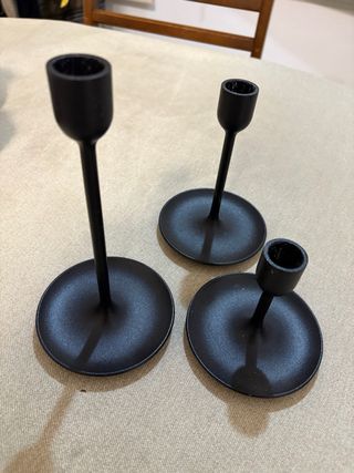 Pack 3 Portavelas Ikea Negro Metal