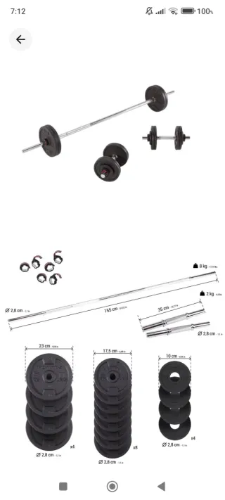 Kit Mancuernas 50kg + Barra Z
