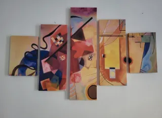 Quadro 5 pannelli stile Kandinsky