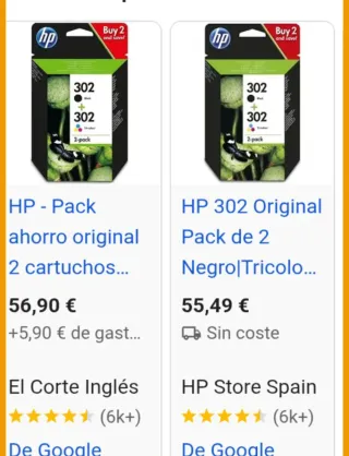 HP 302 Pack 2 Cartuchos a estrenar!!!