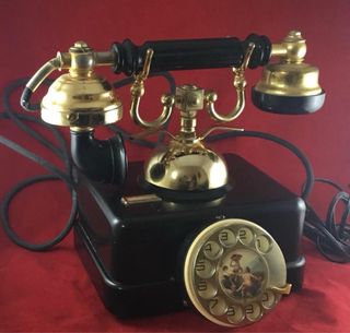 Teléfono Antiguo Elasa Negro y Dorado
