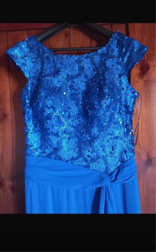 Abito da cerimonia blu con paillettes shadè