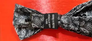 Pajarita Paisley Negra y Plateada