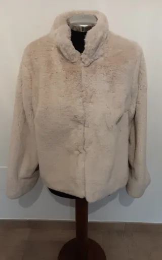Giacca donna ecopelliccia beige