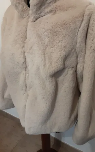 Giacca donna ecopelliccia beige