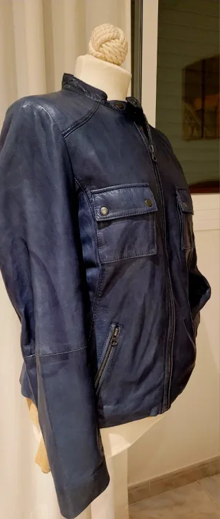 Cazadora Caroll Cuero Azul Talla M