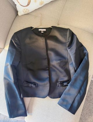 Blazer/Chaquetita H&M Satén Negra Talla XS