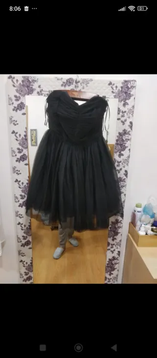 Vestido Zara Negro Tulle Talla XS