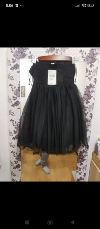 Vestido Zara Negro Tulle Talla XS