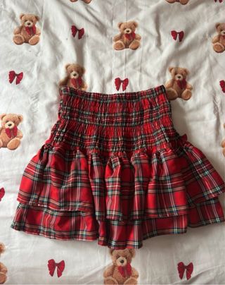 Falda de cuadros roja talla única