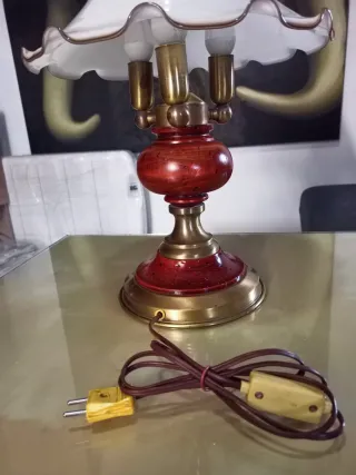 Lámpara mesa Art-Decó madera y metal