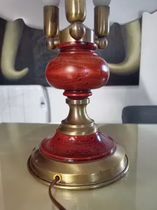 Lámpara mesa Art-Decó madera y metal