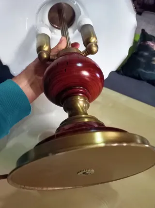 Lámpara mesa Art-Decó madera y metal