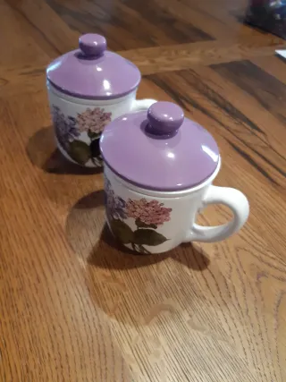 Set 2 Tazze Tisaniere con Fiori Viola