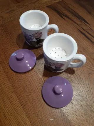 Set 2 Tazze Tisaniere con Fiori Viola