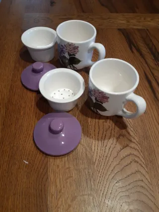 Set 2 Tazze Tisaniere con Fiori Viola