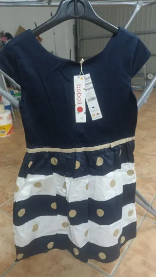 Vestido niña Boboli azul y blanco lunares Talla 10