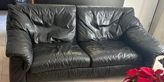 Sofá de piel negro 2 y 3 plazas